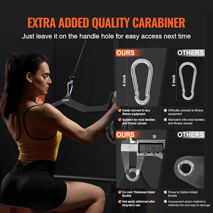 VEVOR LAT Pulldown Attachments, Cable Machine Rowing T-bar V-bar Tricep Pull Down Bar, Back Strength Training Rubber Coated Handle Grip, Bicep Curl Tricep LAT Pulldown Bar for Home Gym Fitness