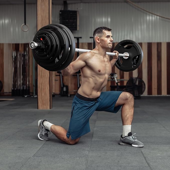 RitFit Barbell Weight Set - 4/6FT Olympic Barbell with Weight Plates (55-275LB Total) - Weightlifting Equipment for Squats, Curls, Deadlifts, Presses, Hip Thrusts