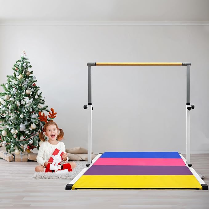 XDEMODA The Latest Model Gymnastics Bar for Kids Ages 3-15 for Home, Anti-Slip, Easy to Assemble, 35” to 55” Adjustable Height Gymnastic Horizontal Bars Equipment