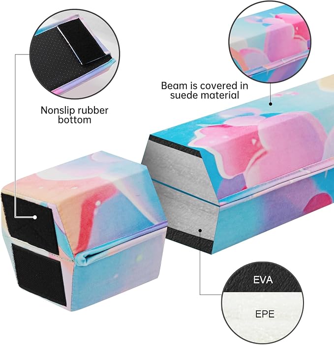 FBSPORT 8ft/6ft Balance Beam: Folding Floor Gymnastics Equipment for Kids Adults,Non Slip Rubber Base, Gymnastics Beam for Training, Practice, Physical Therapy and Professional Home Training