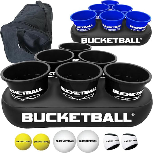 BucketBall | Team Color Edition | Party Pack (Black/Navy Blue): Original Yard Pong Game: Best Camping, Beach, Lawn, Outdoor, Family, Adult, Tailgate, Jumbo, Giant Game