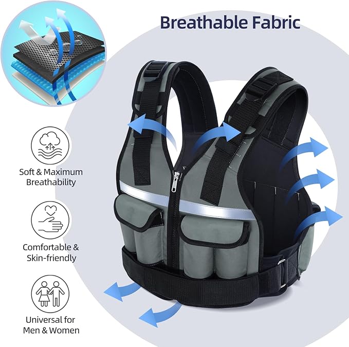 Sportneer Adjustable Weighted Vest Weights: 2-18 lbs/2-40 lbs Washable Weight Vest 16 In 1 Fast Adjust Rucking Vest for Women and Men Home Gym Workout Fitness Strength Training Vests