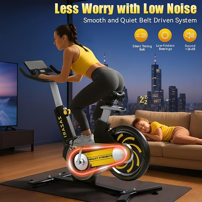 Magnetic Exercise Bike, 350 lbs Weight Capacity, Indoor Cycling Bike Stationary with Multi-Grip Handlebar, Comfortable Seat, Silent Belt Drive, Rear Flywheel & Tablet Holder