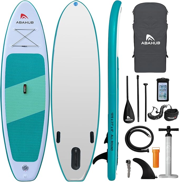 Abahub Inflatable SUP, Wide 10'6" x 31"/34" x 10'6" iSUP, Blue Standup Paddleboard with Adjustable SUP Kayak Paddle, for Yoga, Paddle Board, Kayaking, Surf, Canoe, Fishing