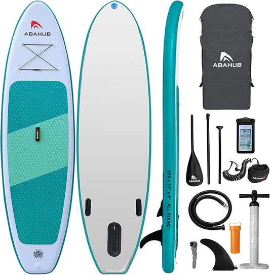 Abahub Inflatable SUP, Wide 10'6" x 31"/34" x 10'6" iSUP, Blue Standup Paddleboard with Adjustable SUP Kayak Paddle, for Yoga, Paddle Board, Kayaking, Surf, Canoe, Fishing