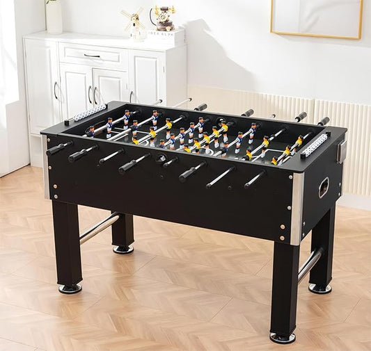 ﻿ ﻿ 55'' Foosball Table, Home Arcade Table Soccer with Adjustable Legs&Heavy-Duty Bracket | Equipped with 4 Balls+2 Cup Holders | Multifunctional Football Table for Home Bar and Game Room