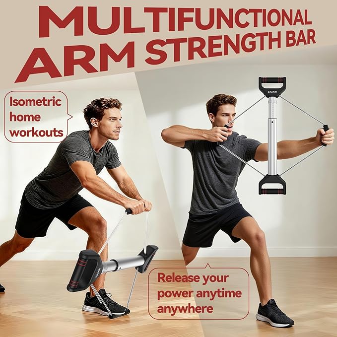 Multi-Function Isometric Exerciser, 4-Level Resistance Trainer (26-90 lbs) for Home Gym - Chest Expander, Arms Twister, Thigh & Archery Workout Tool for Full Body Strength Training