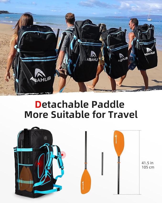 Abahub Adjustable Kayak Paddle 210-230 cm/ 230-250 cm Floating Kayaking Oars Boating Oars Canoeing Oars Black