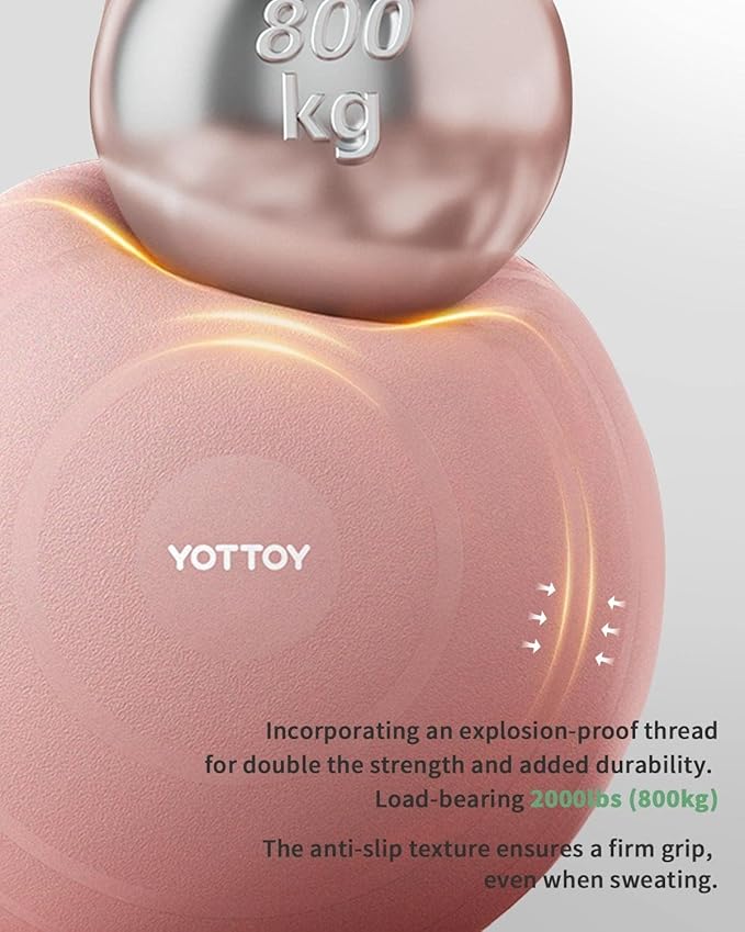 YOTTOY Anti-Burst Exercise Ball for Working Out, Yoga & Pregnancy, Extra Thick Workout Ball for Physical Therapy & Fitness
