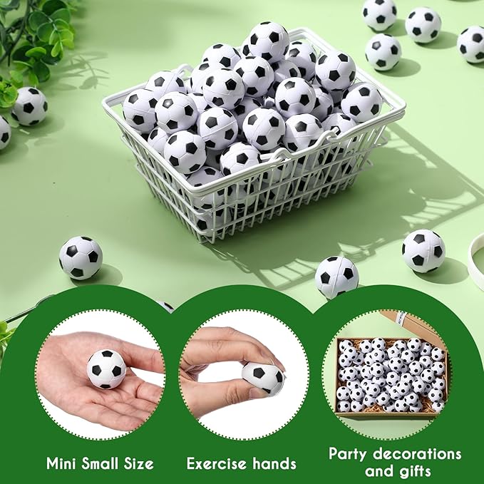 Blulu 30 Pcs Mini Soccer Stress Balls Bulk 1. 6 Inch Small Foam Balls for Kids Stress Relief Relaxation Soccer Party Favors Sport Team Gifts Party Bags Fillers Decoration School Carnival Reward