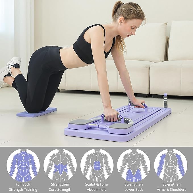 JANUA Pilates Board - Pilates Reformer Set, Multi-Purpose Foldable Pilates Reformer Board for Home, 5 in 1 Pilates Sliding Board