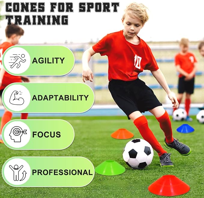 6x4FT Kids Soccer Goal for Backyard Set Portable Soccer Goal with Ball Pump and Cones Soccer Net Set of 2 Training Equipment Outdoor Sports Gift