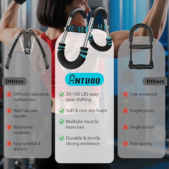 Twister Arm Trainer, Adjustable 3 Resistance Levels 60-100 lbs, Chest Workout Equipment, Arm Trainer, Twister Arm Trainer for Men & Women