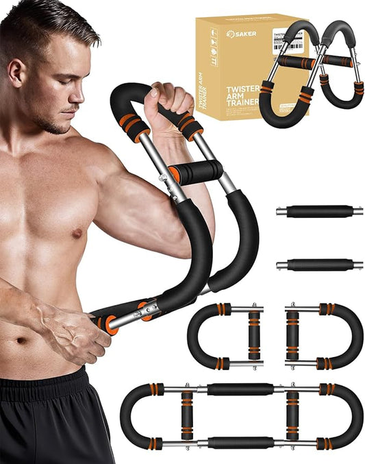 Saker Twister Arm Trainer, PowerTwist Arm Trainer, Adjustable Forearm Strengthener, Arm Exercise Equipment, Chest Workout Equipment, Portable Spring Resistance for Home Gym Equipment