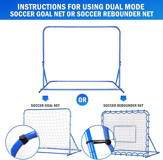 Dual-Mode Soccer Goal Net & Soccer Rebounder Net,Premium Durability for Intense Shooting Training,Quick-Switch Angle Soccer Training for Control,Passing Practice,Soccer Gifts for Kids Teen Adult