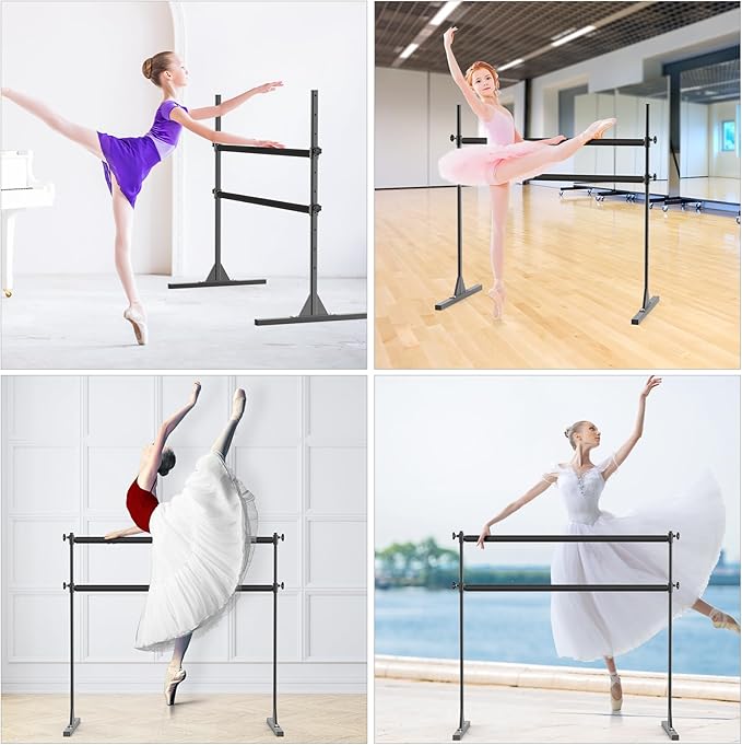 SELEWARE Height Adjustable Ballet Barre Freestanding Ballet Bar Heavy Duty Dance Bar Support Barre Movements Body Stretch Pull-ups, Sturdy Construction Never Fall Apart, Anti-Slip