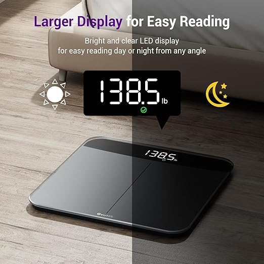 Ovutek Bathroom Scales Digital Weight, Topnotch Quality 450lb Weight Scale, Most Accurate to 0.05lb, Automatic Weighing Scale for Body Weight, Baby, Pet, Larger LED, Sturdy and Durable Base Machine