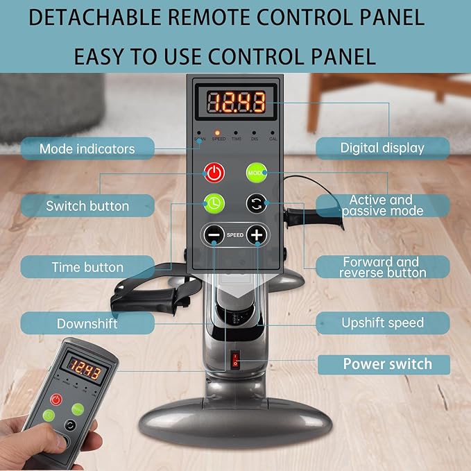 Motorized Pedal Exerciser, Electric Pedal Exerciser for Arm and Leg Low Impact Exercise Rehabilitation, No Resistance, Suitable for Seated Leg Exercise and Arm Exercise for Elderly People