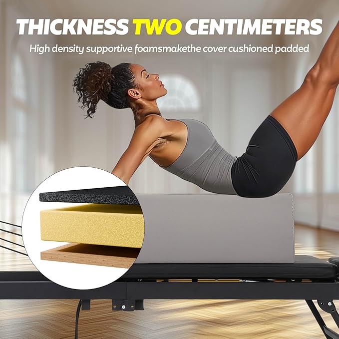 GCCSJ Pilates Box for Reformer Workouts, Portable Pilates Sitting Boxs for Pilates Reformer/Board Use, Non-Slip Memory Foam, Home Gym Pilates Accessories for Stretch/Balance, 300LBS Capacity