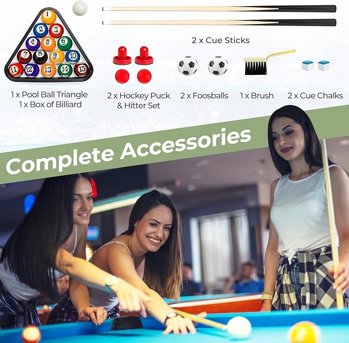 Giantex 3-in-1 Multi Game Table, 48 Inch Combination Game Tables with Foosball, Hockey, Billiards, Combo Game Table Set for Adults Kids Gifts Family Night Arcade Game Room