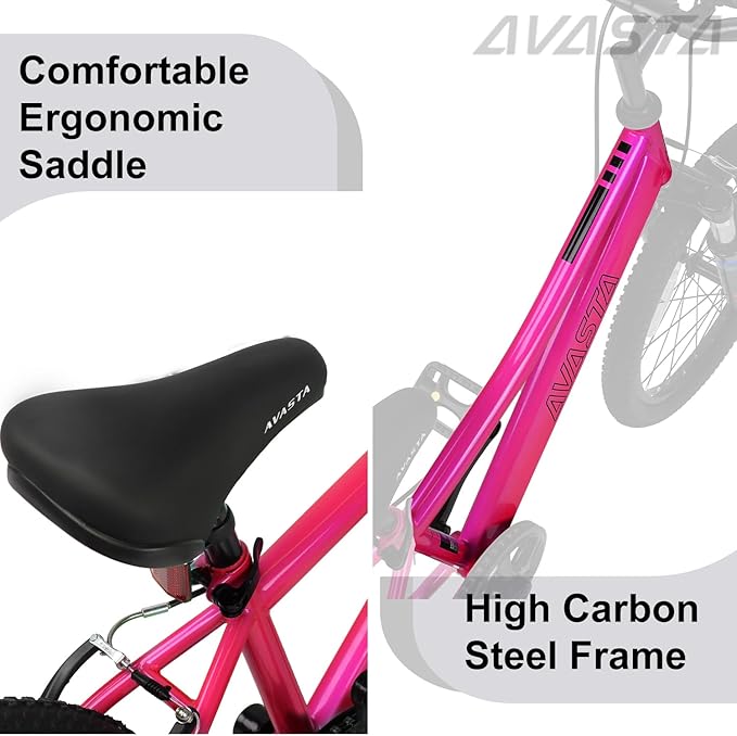 AVASTA Govet 20'' Kids Mountain Bike for 6-12 Years Old Boys Girls with Suspension Fork, 6 Speeds Drivetrain, Multiple Colors