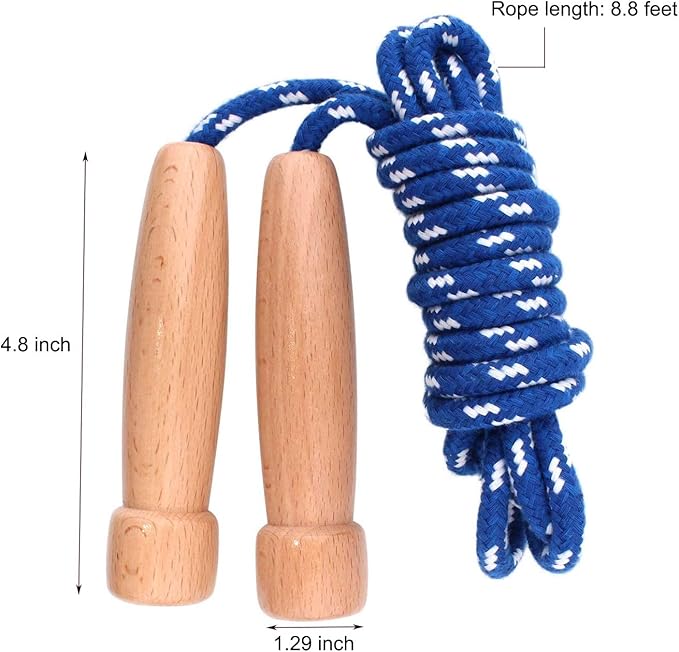 8.8 Feet Jump Rope for Women Men Kids Wooden Handle Jumping Ropes