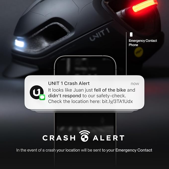 UNIT 1 Aura Hybrid Smart Bike Helmet | Urban & Road | MIPS | LED Front & Rear | Turn & Brake Light Compatible w/Remote | Crash Alert | E-Bike Fully Certified | Lightweight & Ventilated | App