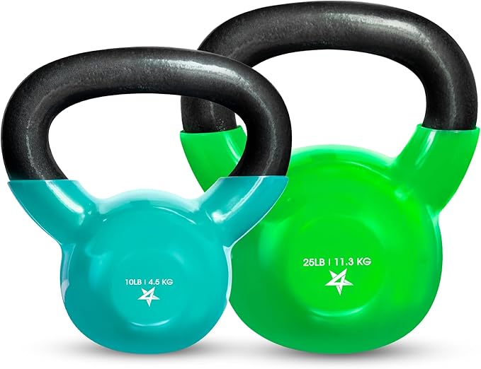 Yes4All Kettlebell Set Vinyl Coated Weights Combo for Full Body Workout Equipment Push up, Grip Strength Training, Dumbbell Weights Exercises