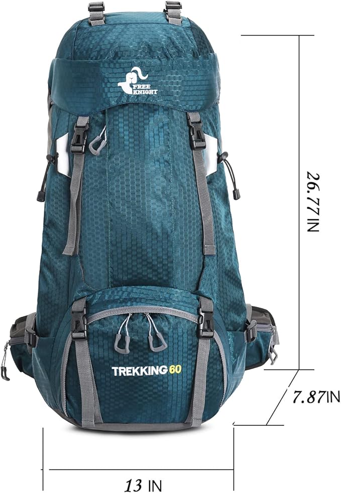 Bseash 60L Waterproof Hiking Camping Backpack with Rain Cover, Large Outdoor Sport Travel Daypack Rucksack for Climbing