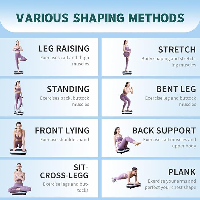 Vibration Plate Exercise Machine - Fitness Platform Vibration Plate for Lymphatic Drainage, Whole Body Shaker Machine Helps Weight Loss & Shaping, Workout Power Waver Vibrate for Women Men