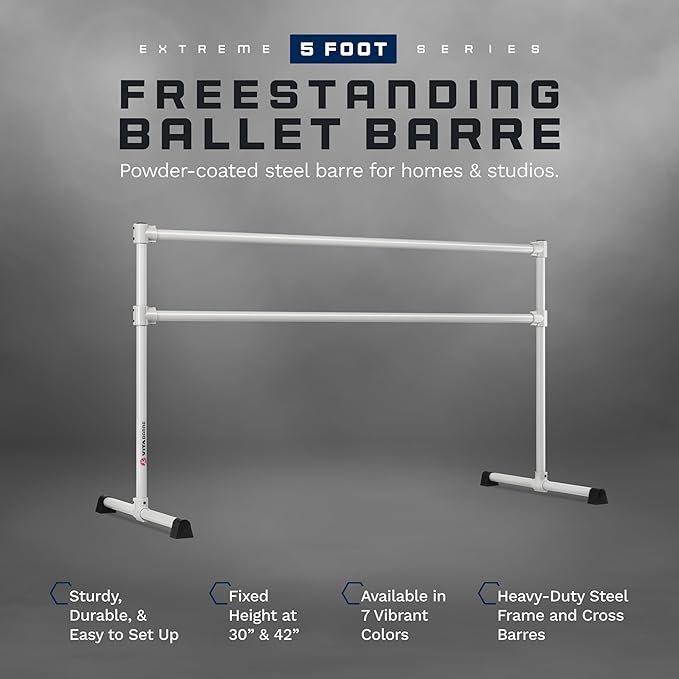 VITA Barre Portable Freestanding Double Ballet Barre, Extreme, Steel | Fixed Height, Made in USA, Home or Gym Exercise Equipment for Kids & Adults | Dance, Fitness, Pilates