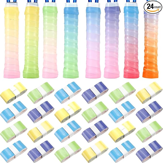 Jerify 24 Pieces Tennis Racket Grip Tape, Precut Badminton Racket Overgrips Tape with Velvety Comfort for Anti Slip and Absorbent Grip