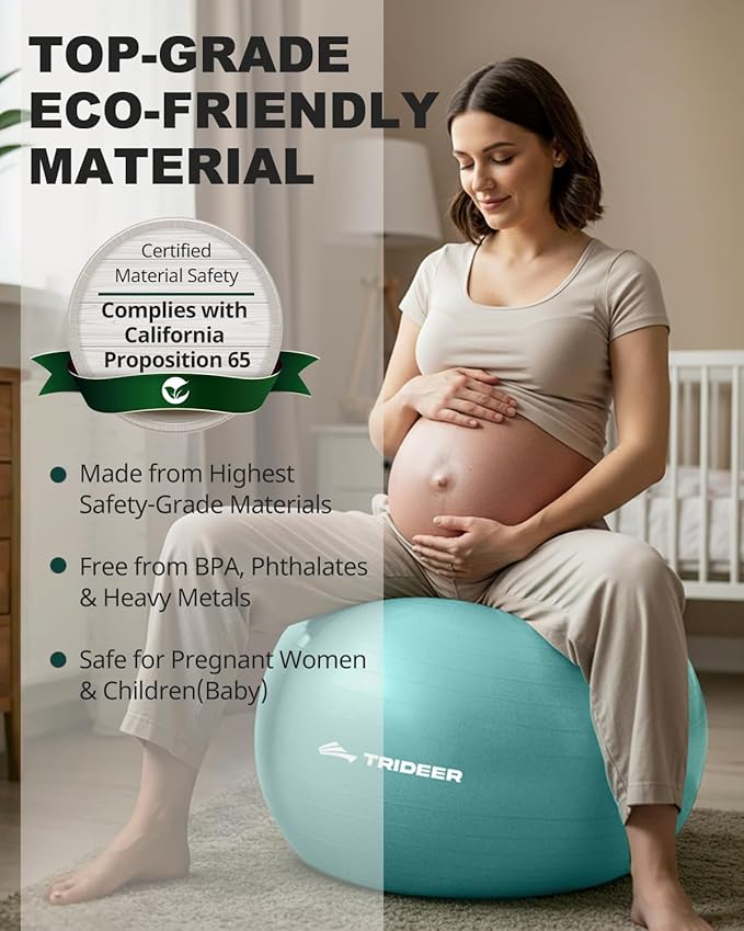 Trideer Yoga Ball – Anti-Burst Exercise Ball for Pregnancy, Office, Birthing, Stretching & Core Workout – Home Gym & Therapy