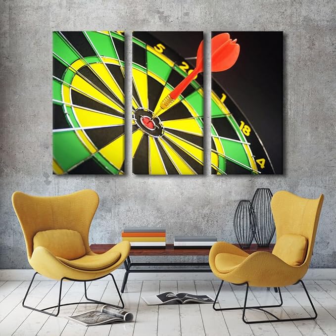 3 Piece Darts Modern Wall Art Inspirational House Decorations for Living Room Goal Achievement Concept Canvas Wall Art Paintings for Bedroom Office Decor Artwork Framed Ready to Hang - 28"Wx42"H