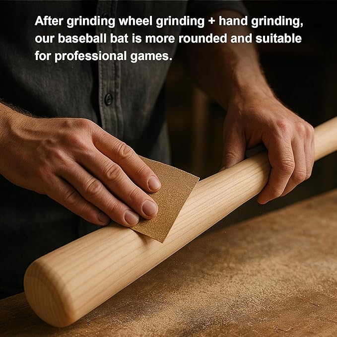 Baseball Wood Bat, 25 Inch Durable and Sturdy Lightweight, Glossy Finish with Cupped for Baseball Training Games or Casual Play
