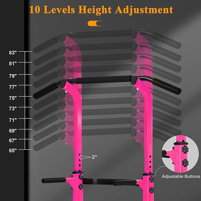 DlandHome Power Tower Pull Up Dip Station Multi-Function Fitness Equipment for Strength Training Adjustable Height Dip Stand for Home Gym