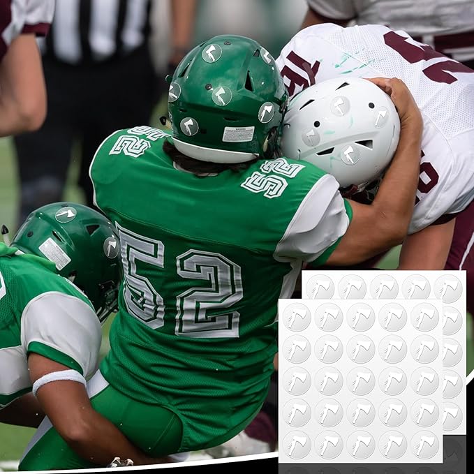 200 Pcs 8 Sheets Football Helmet Stickers Hatchet Decals 1-1/8 Inch Self Adhesive Hockey Stickers for Baseball Softball (White on Clear)