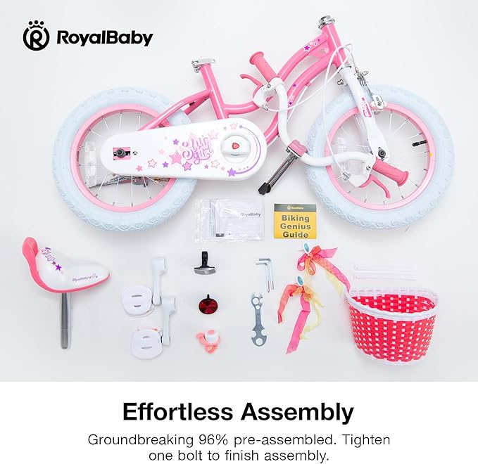 RoyalBaby Girls Bike EZ Bike Stargirl Training Free Balance to Pedal Easy Learning Bicycle, 12-20 Inch for Toddlers & Big Kids.