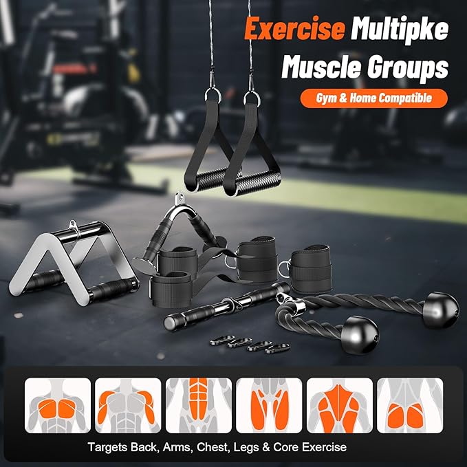 Cable Machine Attachment for Home Gym, Tricep Press LAT Pull Down Attachment, Cable Machine Accessories, Tricep Press Down Cable Attachment for Weight Fitness Multiple Options