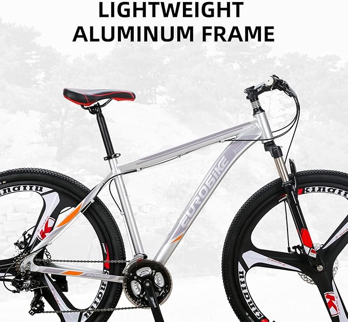 EUROBIKE 29” /27.5" Mountain Bike，29" Men Mountain Bike, Lightweight Aluminum Frame,Front Suspension Daul Disc Brakes 21 Speed Bicycles for Mens Bikes Mountain Bike for Adults