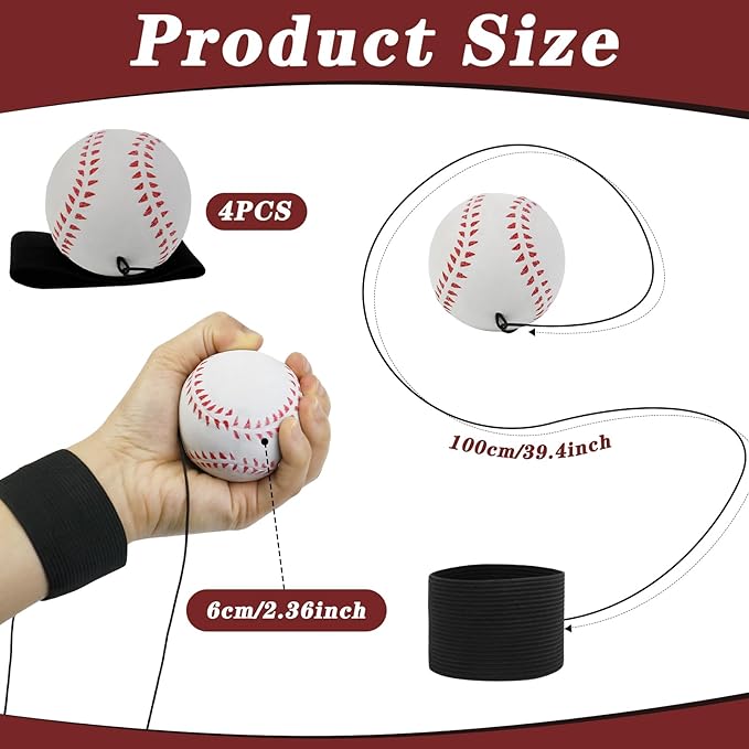 Wrist Return Ball, 2.36inches Rubber Rebound Ball with Strap for Wrist Exercise Play