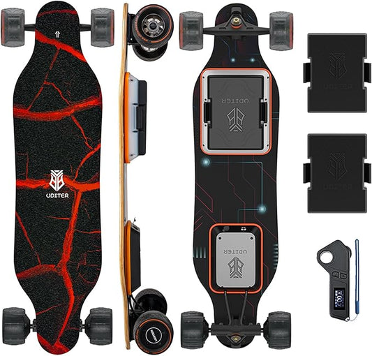 S3/Pixel Rider Electric Skateboards with Remote and Swappable Battery/Top Speed 28 Mph/2 * 600W Motors/12Miles/25Miles Max Range Electric Longboards for Adult＆Beginner