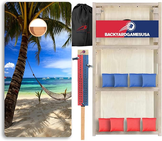 CornholeGamesUSA Pro Cornhole Boards Set | Made in USA | 3/4 Baltic Birch | No Bounce | Triple Thick Legs | Two Brace & Handles, Tournament 2x4 Regulation Set with Score Tower & Cornhole Bags