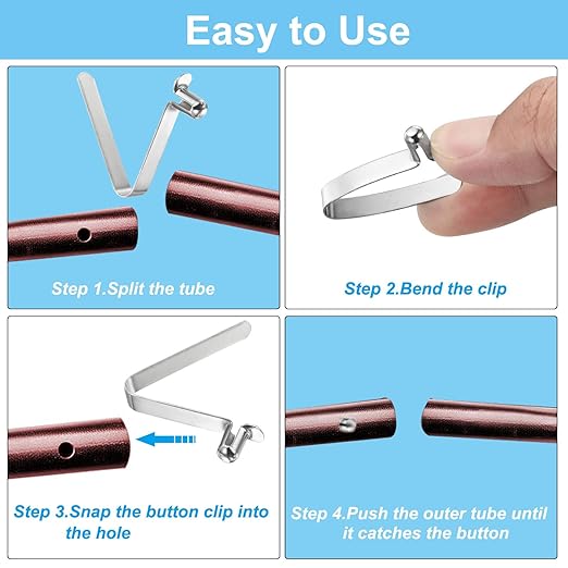 PATIKIL 8.5x5.5mm Kayak Paddle Snaps, 16 Pack Tent Pole Clips Steel V Shaped Single Pin Push Button Spring Clips Lock Tube Pole Clips for Camping Awning