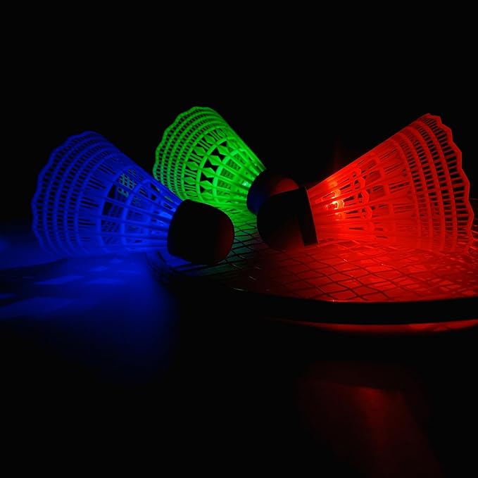 LED Badminton Birdies, Plastic Light Up Birdies Glow in The Dark Nylon Lighting Birdies Shuttlecock for Indoor Outdoor Sports Activities