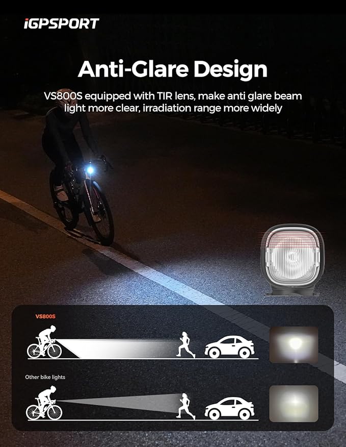 iGPSPORT Smart Bike Light, 500/800/1200 Lumens Bright Bicycle Headlight for Night Riding Cycling Rechargeable Waterproof