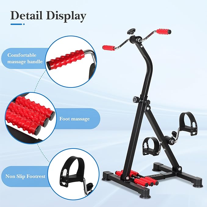 Adjustable Pedal Exerciser Bike for Seniors,Hand Arm Leg and Knee Therapy, Stroke Recovery, Portable Fitness Equipment for Total Body Workout - Great Gift for Elderly Rehab