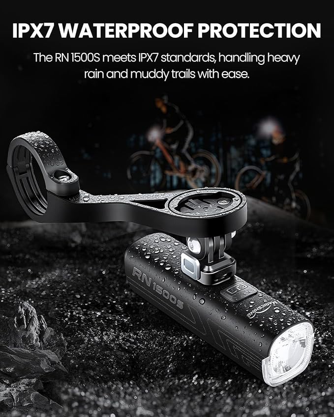 Magicshine Bike Light RN 1500S, Bicycle Lights for Night Riding with Underneath Mounted, FTR LightSync Control, USB Rechargeable, Bike Light Front and Back for Road Mountain Cycling