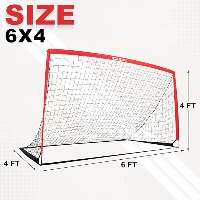 BOHEN 11x5.5 FT/9x5 FT/6x4 FT Portable Metal Soccer Goal for Backyard with Carry Bag - Fun for Outdoor Indoor Training Games for Kids and Adult, Easy Storage and Transportation