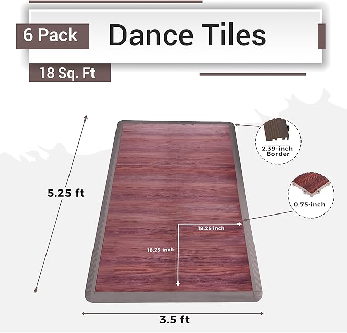 Dance Floor Tiles, Interlocking Dance Floor Tiles for Ballet, Tap, Jazz, and Irish Dance | Portable Dance Floor Tiles for Indoor Dance Flooring